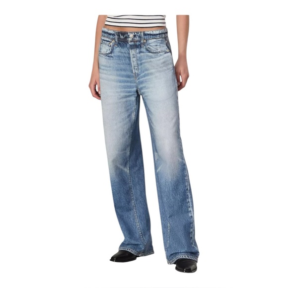 NWT Miramar Sweatpant Jeans Size 30 / Medium Wide Leg Light Wash High Rise - Picture 1 of 15